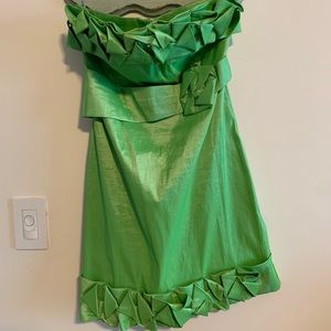 Green strapless party dress